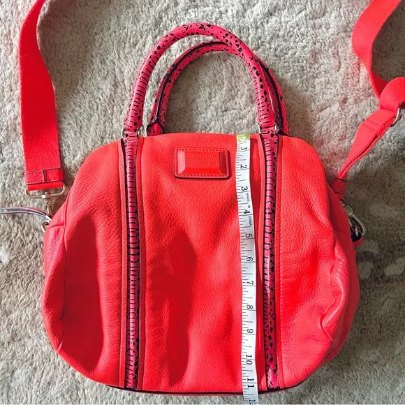 Marc By Marc Jacobs Q Snake Satchel Crossbody Bag Leather Multi Neon Orange Pink - Picture 10 of 16